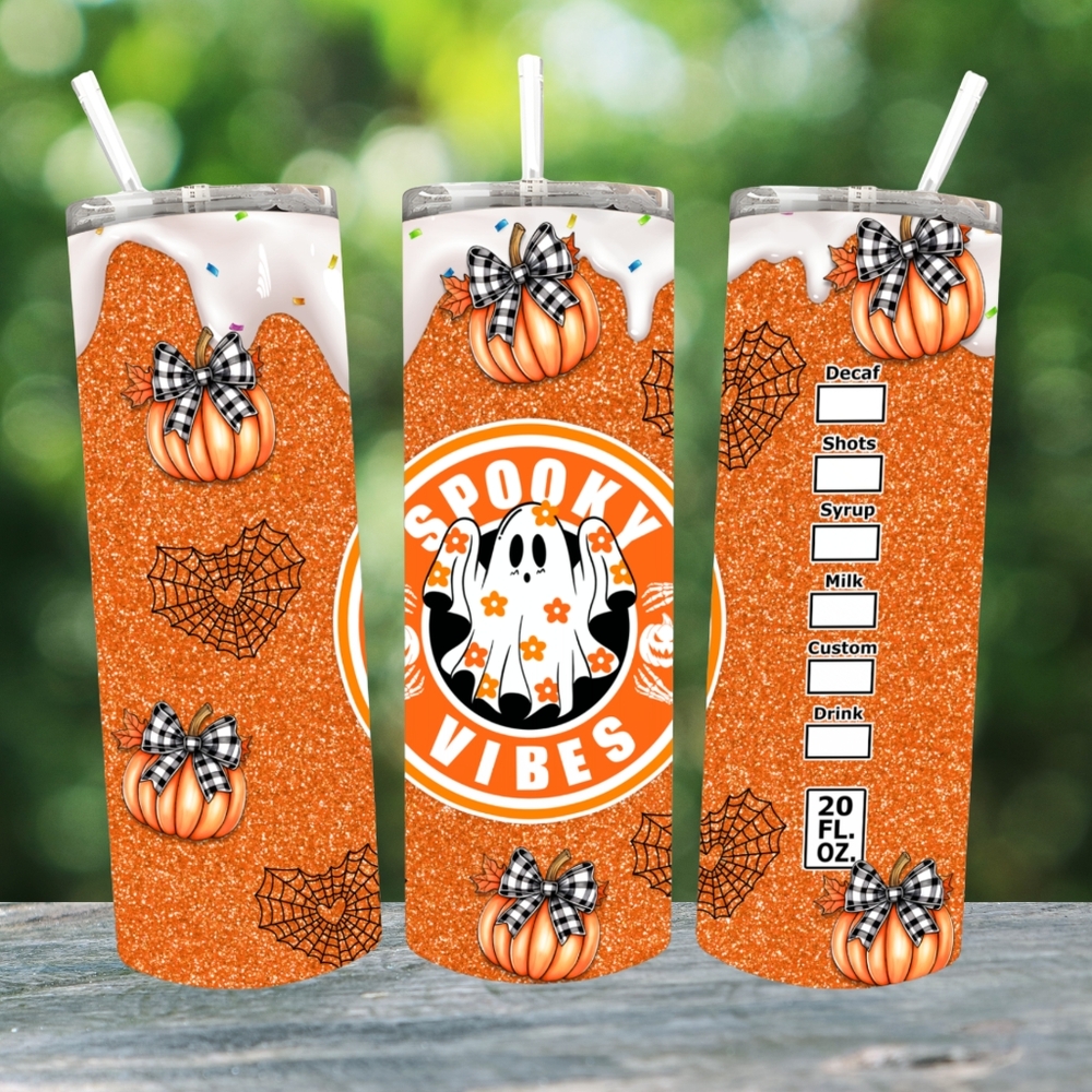 Made To Order Spooky Vibes Halloween 20 Oz Tumbler
